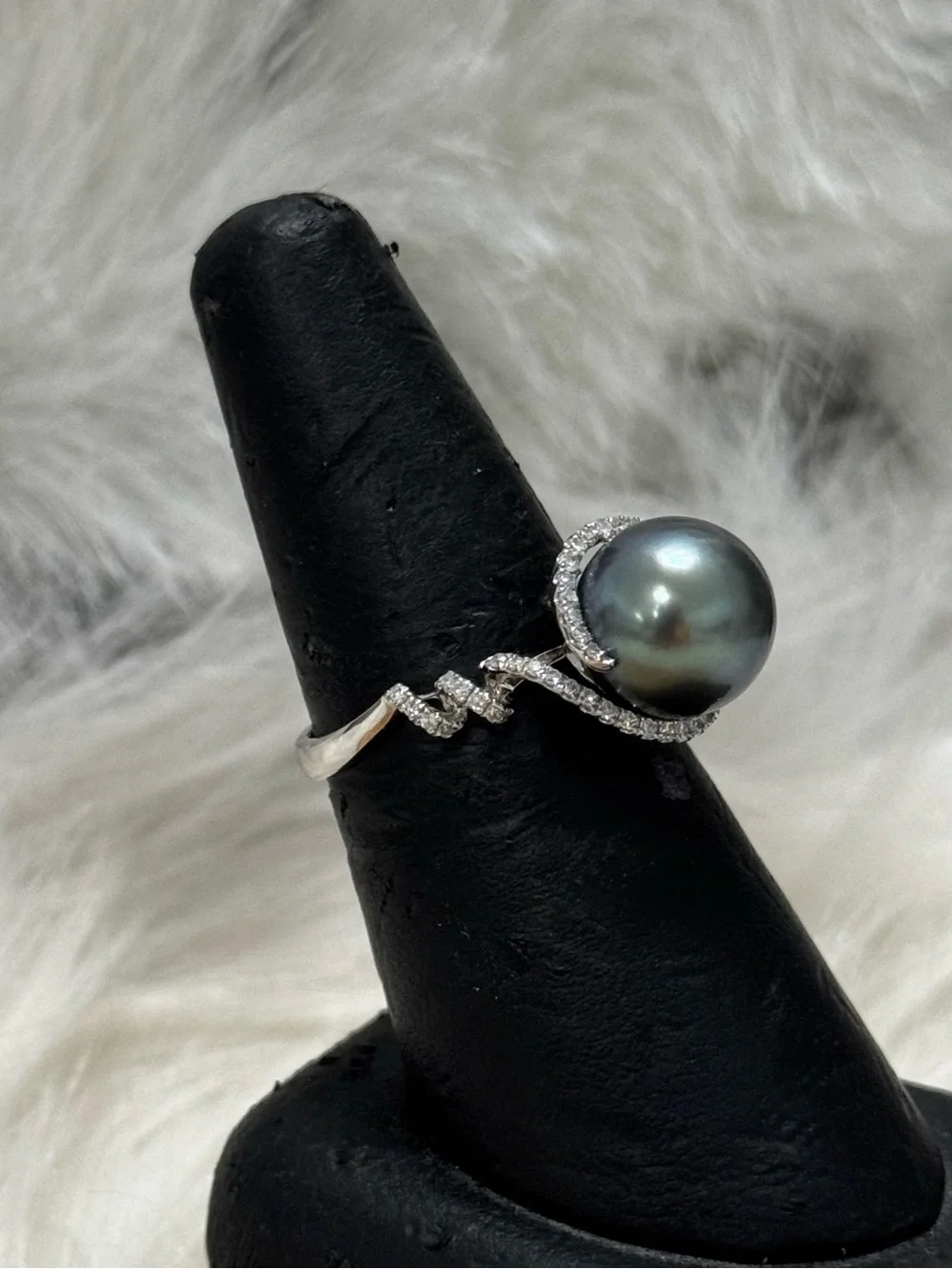 EFFY 14K White Gold Tahitian Pearl Diamond Ring